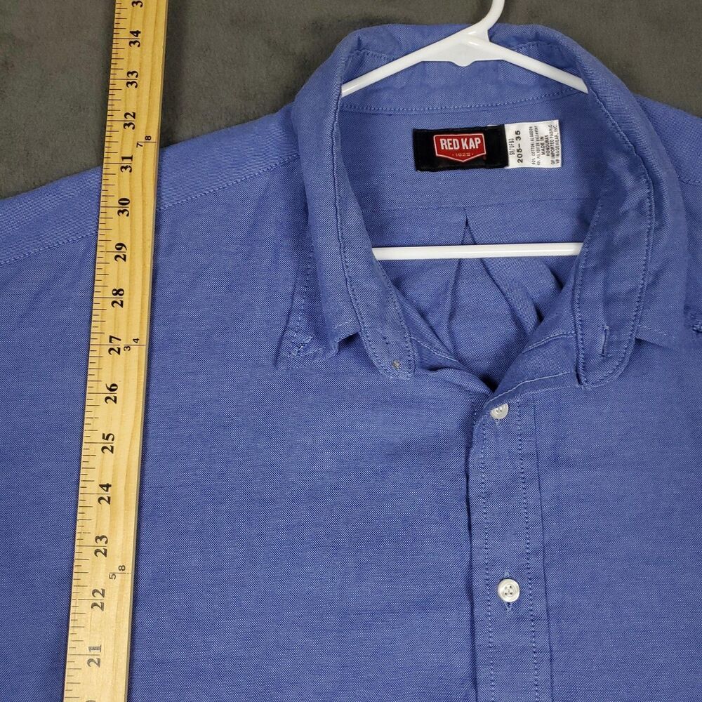 Red Kap Work Polo Shirt Mens 3XL Blue Solid Long Sleeve Button Up Workwear - Picture 9 of 12